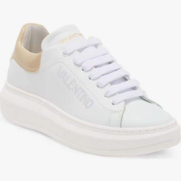 Valentino Women's White and Beige Fresia Low Top Sneakers. Sz:7-8